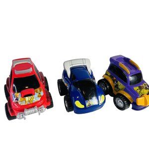 Disney Meet The Robinsons Push Go Friction Lot of 3 Cars Purple, Blue, Red Toys